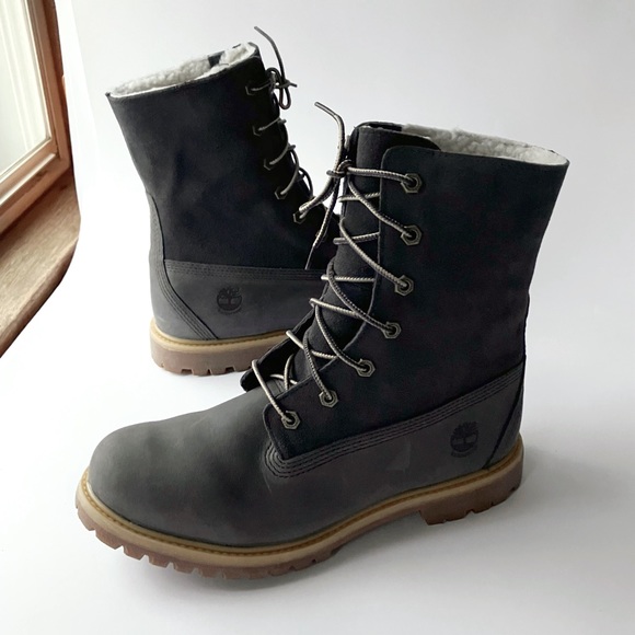TIMBERLAND AUTHENTICS TEDDY FLEECE FOLD-DOWN BOOT Dk Grey New Women's 9 NWT $90 - Picture 3 of 9